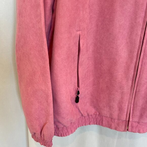 Tres Bien Jacket Women's Size Medium Dusty Rose Pink Suede Polyester Zip Front - Picture 6 of 8